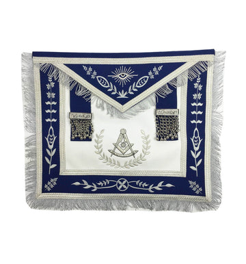 Masonic Blue Lodge Past Master Silver Machine Embroidery Freemasons Apron - kitchcutlery
 - 1